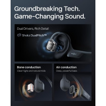 SHOKZ OpenRun Pro 2 Bone Conduction Sport Headphones - Wireless, Sweat Resistant, Reflective Strip, Deep Bass