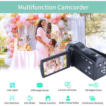 Caméra Vidéo HD ORDRO V12 1080P Vision Nocturne 16Go