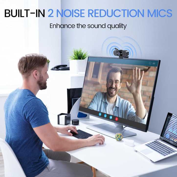 EMEET Webcam 1080P avec Microphone, 2 micros, 90° FOV, USB Type-A & C, Plug&Play, 2025 Version