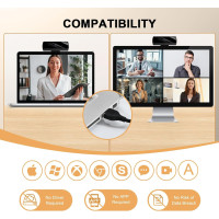 Webcam Full HD 1080P pour PC Mac - Appels Skype & Zoom