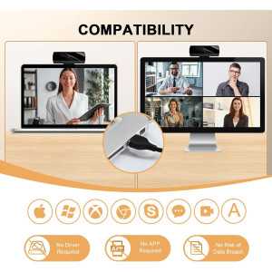 Webcam Full HD 1080P pour PC Mac - Appels Skype & Zoom