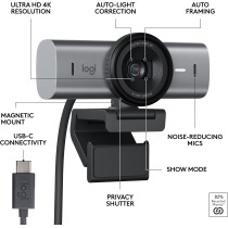 Logitech MX Brio Ultra HD 4K Webcam – 1080p 60 FPS, GameChat Mode