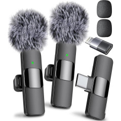 Mini Mic Pro (Latest) - Wireless Lavalier Microphone for iPhone, iPad, Android with USB-C, Crystal Clear Audio