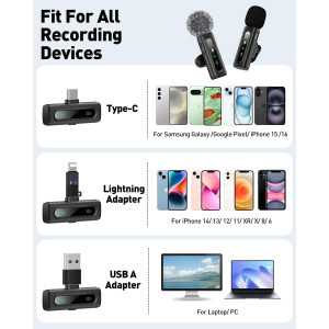 Microphone Lavalier USB-C Sans Fil pour Android & PC