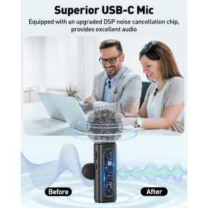 Wireless USB-C Lavalier Microphone for Android/PC – Mini Clip-On Mic with Rotatable Clip & Denoise Recording