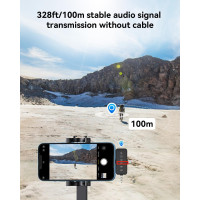 Microphone Sans Fil 3-en-1 PQRQP pour iPhone/Android/Appareil Photo, 328ft Portée, 18H Autonomie