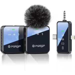 PQRQP 3-in-1 Wireless Microphone for iPhone, Android & Camera – 18H Battery