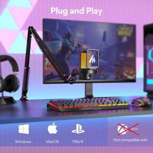 MAONO Gaming USB Microphone DGM20S – Noise Cancel, Boom Arm Mic for Streaming