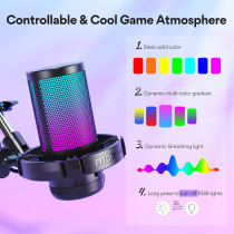 MAONO Gaming USB Microphone DGM20S – Noise Cancel, Boom Arm Mic for Streaming