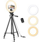 Sensyne 10 LED Ring Light with 50 Tripod & Phone Holder for Live Stream, Makeup, YouTube, TikTok - All Phones Compatible Sensyne 10 LED Ring Light with 50 Tripod & Phone Holder for Live Stream, Makeup, YouTube, TikTok - All Phones Compatible