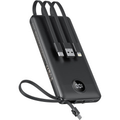 VEEKTOMX 10000mAh Portable Charger with Built-in Cables for iPhone & Android