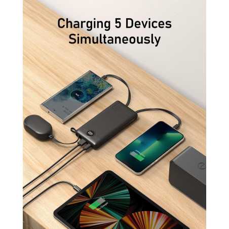Powerbank 10000mAh avec câbles intégrés - Charge rapide USB-C