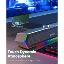LENRUE G11 Desktop Computer Speakers with Touch Lights, USB C/USB Powered, Clear Sound, Surge Protection