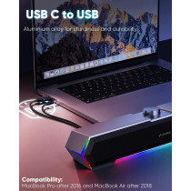LENRUE G11 USB-C Computer Speakers with Touch Lights & Clear Sound