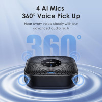 EMEET M0 Plus Conference Speakerphone, 4 AI Mics 360° Pickup, Noise Reduction, USB-C & Bluetooth, for 8-16 People