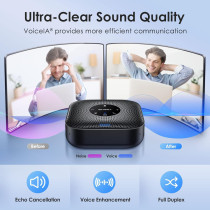 EMEET M0 Plus Speakerphone: 360° AI Mics, Noise Reduction & Bluetooth