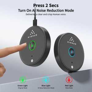 Microphone USB AIRHUG Omnidirectionnel Sans Haut-parleur avec Bouton Muet LED et Réduction de Bruit AI