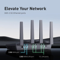 GL.iNet GL-MT6000 Flint 2 Routeur WiFi 6 Haut Débit, 2 Ports Ethernet 2.5G, VPN Longue Portée