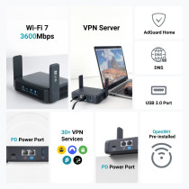 GL.iNet GL-BE3600 Slate 7 Travel Router - Dual-Band Wi-Fi 7 & VPN