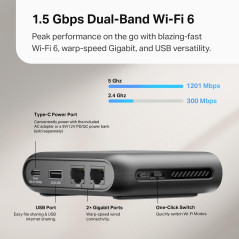 TP-Link TL-WR1502X Wi-Fi 6 Travel Router | Portable, USB-C Powered