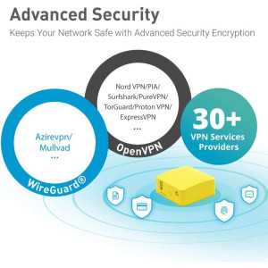 GL.iNet GL-MT300N-V2 Mango Mini Travel VPN WiFi Router, 2 Ethernet Ports, USB 2.0, OpenWrt, OpenVPN/Wireguard