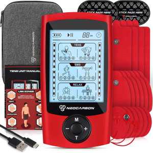 TENS Unit EMS Massager for Shoulder, Neck & Back Pain Relief - Red