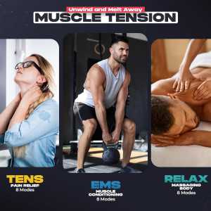 Appareil TENS Électrostimulateur EMS pour Douleurs Épaules, Cou, Sciatique et Dos, Rouge