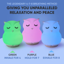 Mindfulness 'Breathing Owl' | 4-7-8 Guided Breath, Light & Noise Aid