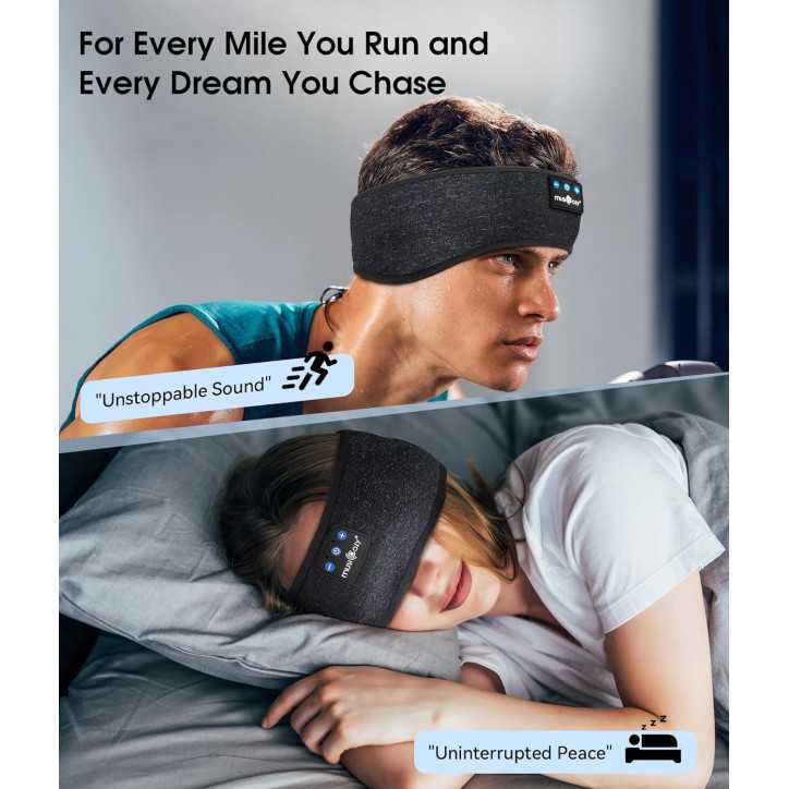 MUSICOZY Bluetooth 5.4 Sleep Headphones Headband with HD Stereo Speakers Wireless Earbuds for Travel & Yoga