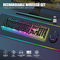 Clavier Gamer RedThunder K10 Sans Fil LED + Souris 3200DPI Noir