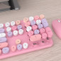 UBOTIE Colorful Retro Wireless Keyboard & Optical Mouse Combo, Full-Sized, 2.4GHz Dropout-Free (Pink)