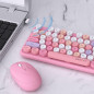 UBOTIE Colorful Retro Wireless Keyboard & Optical Mouse Combo, Full-Sized, 2.4GHz Dropout-Free (Pink)