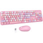 UBOTIE Combo Clavier-Souris Sans Fil Coloré 2.4GHz, Clavier Rétro Pleine Taille, Souris Optique Rose