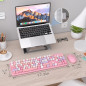 UBOTIE Combo Clavier-Souris Sans Fil Coloré 2.4GHz, Clavier Rétro Pleine Taille, Souris Optique Rose