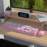 UBOTIE Colorful Wireless Keyboard & Mouse Combo, Retro Style, Pink