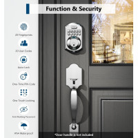 TEEHO TE002 Serrure de Porte à Empreinte Digitale - Sans Clé, Clavier Électronique, Verrou Intelligent Satin Nickel