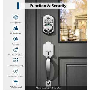 TEEHO TE002 Serrure de Porte à Empreinte Digitale - Sans Clé, Clavier Électronique, Verrou Intelligent Satin Nickel