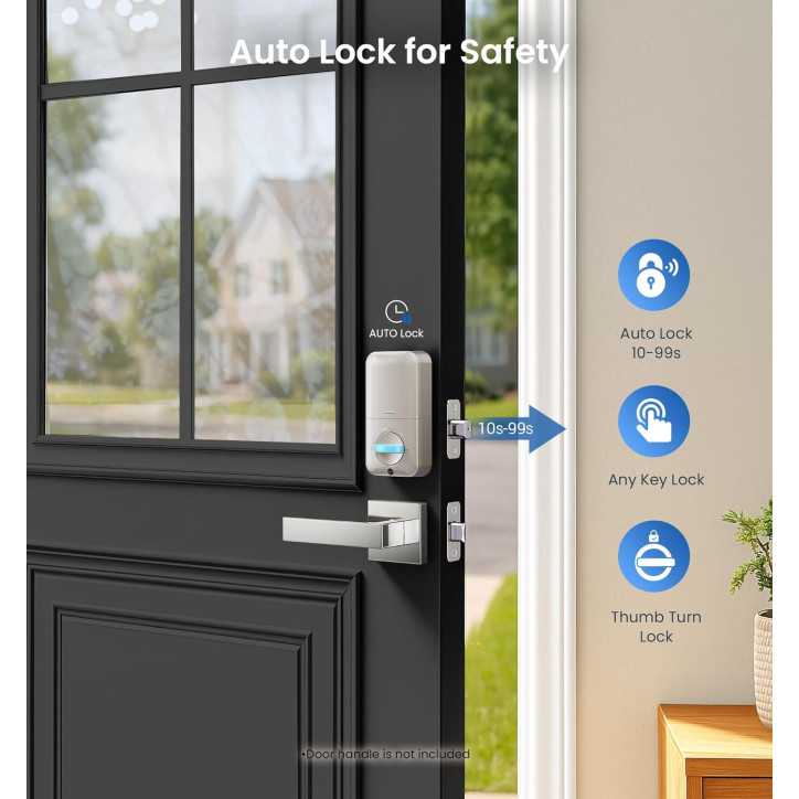 Veise Fingerprint Door Lock, Keyless Entry, Auto Lock, Biometric Keypad Deadbolt, Satin Nickel Veise Fingerprint Door Lock, Keyless Entry, Auto Lock, Biometric Keypad Deadbolt, Satin Nickel