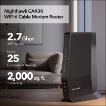 NETGEAR Nighthawk CAX30: DOCSIS 3.1 Modem & WiFi 6 Router AX2700