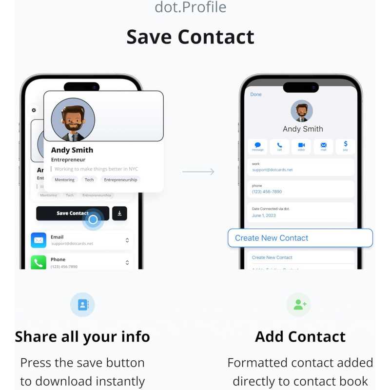 dot. Band : Carte de Visite Digitale Compatible iPhone & Android
