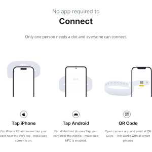 dot. Band Digital Business Card Wristband - Tap to Share Info, Compatible with iPhone & Android (Black)