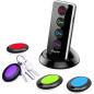 Reyke Localisateur d’Objets RF 80dB+, Portée 40m, 1 Émetteur + 4 Récepteurs, Suivi Sans Fil pour Clés, Téléphone, Animaux Reyke Localisateur d’Objets RF 80dB+, Portée 40m, 1 Émetteur + 4 Récepteurs, Suivi Sans Fil pour Clés, Téléphone, Animaux