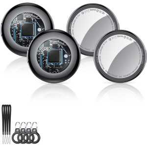 2025 Apple MFi Certified Air Tracker Tags (4 Pack) - Bluetooth Find My Key Finder with Replaceable Battery for iOS