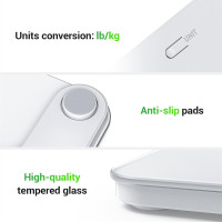 Balance de Salle de Bain Ovutek 400lb, Numérique Précise, Verre Trempé, Écran LED, Piles Incluses