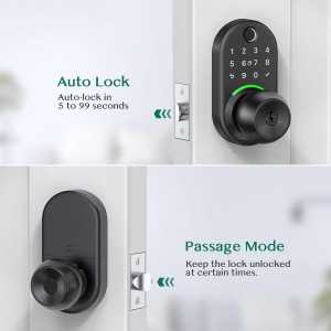 Yamiry Keypad Smart Door Lock with Knob – Fingerprint & Remote Passcode