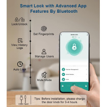 Smart Fingerprint Door Lock with Keypad & App Control – Matte Black
