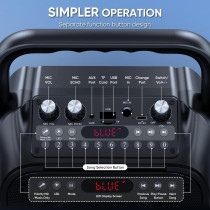 Machine à karaoké portable Bluetooth avec 2 micros sans fil, lumières, support USB/TF/REC/FM/AUX
