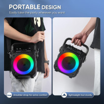Machine Karaoké Bluetooth Portable avec 2 Micros Sans Fil & Lumières