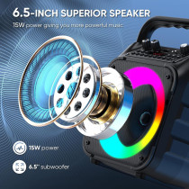 Portable Karaoke Machine with Bluetooth, 2 Mics, Lights & PA System