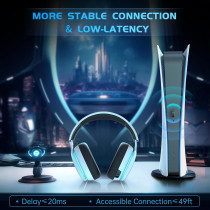 Casque Gaming Sans Fil Gtheos 2.4GHz Blanc, 40+H Batterie
